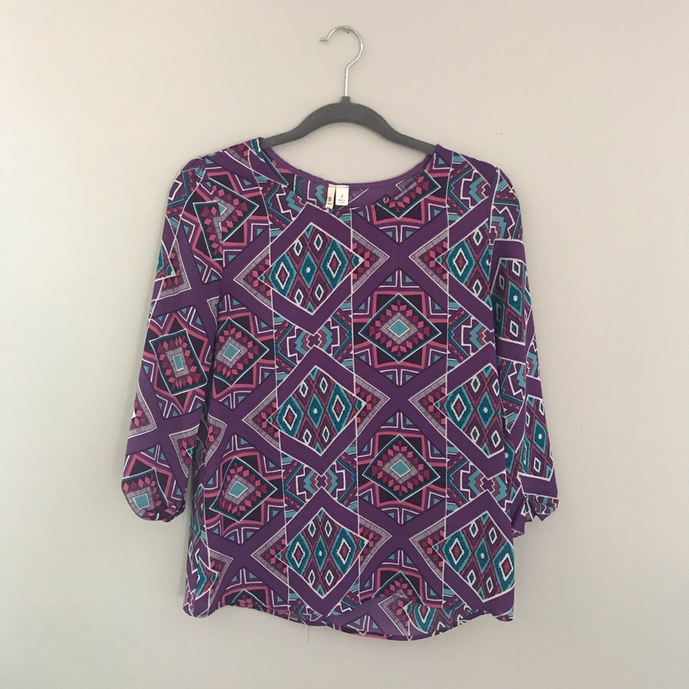 Francescas 3/4 Sleeve Blouse Size Small